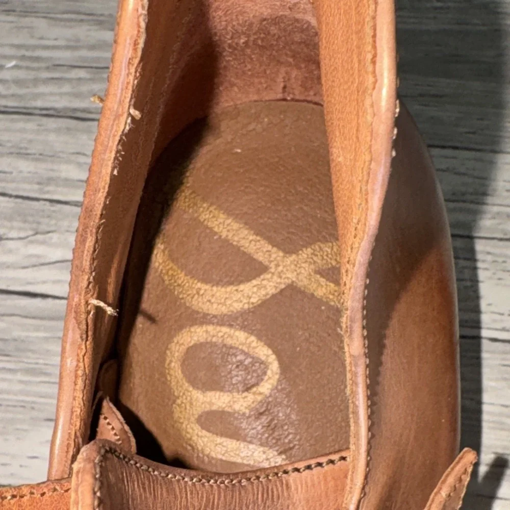 Sam Edelman Palmer Cognac Leather Cutout Ankle Booties Womens 8.5M